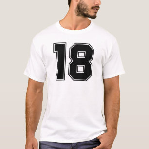 Camiseta Parte dianteira do número 18 e impressão da part