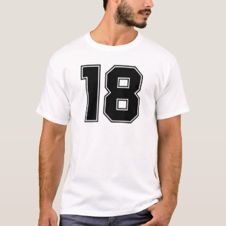 Camiseta Parte dianteira do número 18 e impressão da parte