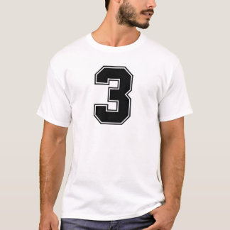 Camiseta Parte dianteira do número 3 e impressão da parte