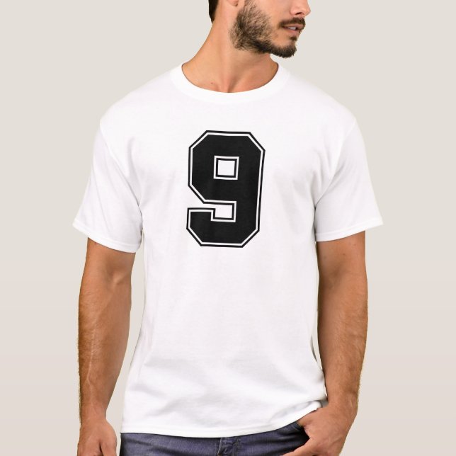 Camiseta Parte dianteira do número 9 e impressão da parte (Frente)