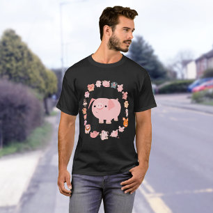 Camiseta Parte dianteira do t-shirt da mandala do porco