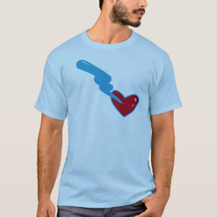 Camiseta parte forte 2 do coração da borda reta (versão