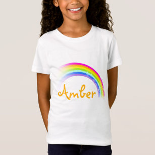 Camiseta parte superior ambarina de 5 meninas do arco-íris