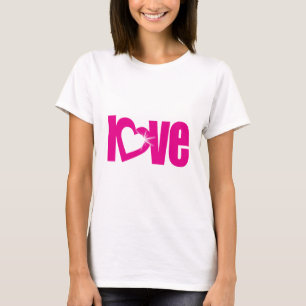 Camiseta parte superior cor-de-rosa do texto do coração d
