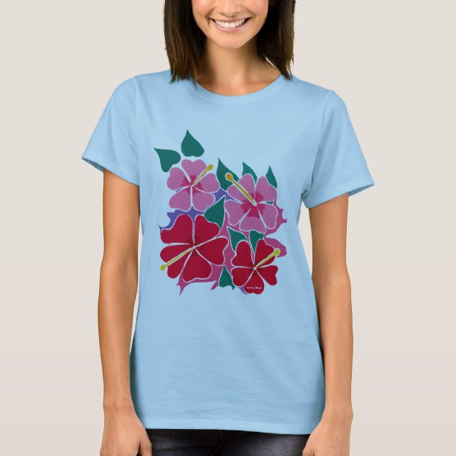 Camiseta Parte superior da arte: Flores do hibiscus da (Frente)