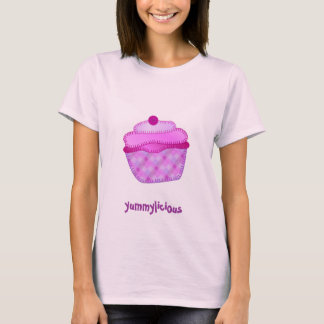 Camiseta Parte superior das senhoras do Applique do cupcake