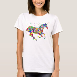 CAMISETA PARTE SUPERIOR DAS SENHORAS DO UNICÓRNIO DO BRILH