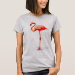 Camiseta Parte superior do Flowy das mulheres: Aguarela<br><div class="desc">Parte superior do Flowy das mulheres: Pintura cor-de-rosa da aguarela do flamingo (cinza da urze)</div>