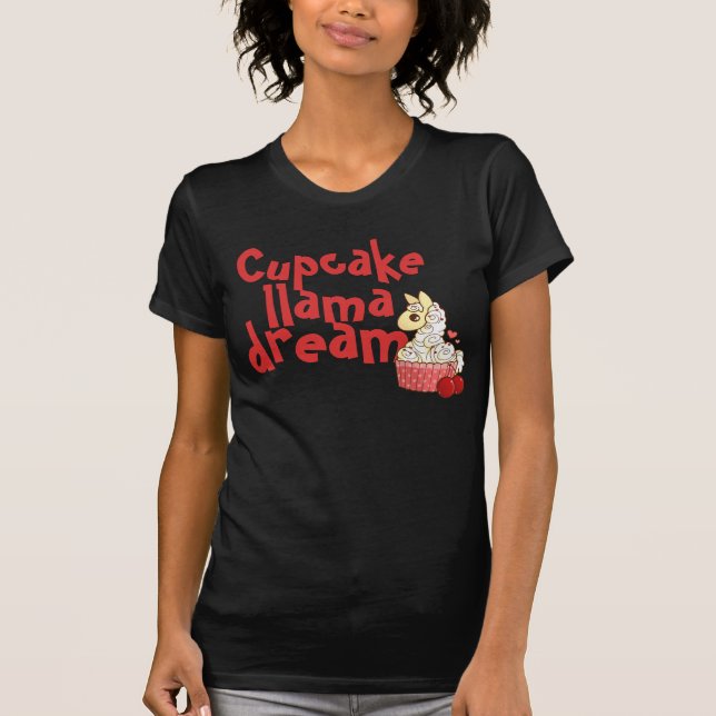Camiseta Parte superior do pijama do lama do cupcake (Frente)