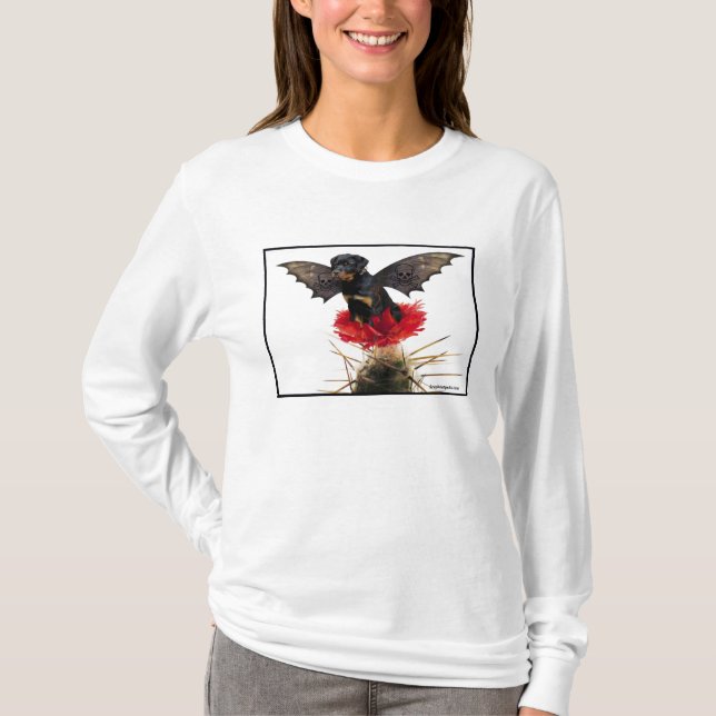 Camiseta Parte superior feericamente das senhoras do cão de (Frente)