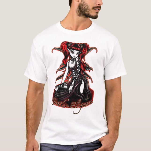 Camiseta Parte superior feericamente Tattooed vermelho do (Frente)