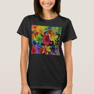 Camiseta Parte superior floral multicolorido (preto)