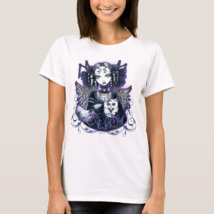 Camiseta Parte superior gótico do anjo do gato persa de