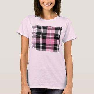 Camiseta Parte superior pura cor-de-rosa da xadrez do