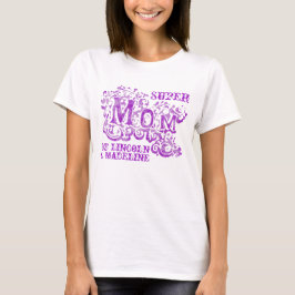 Camiseta Parte superior roxa decorativa dos nomes dos