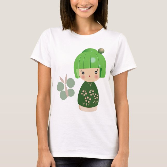 Camiseta Parte superior verde das correias de espaguetes da (Frente)