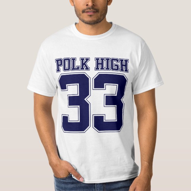 Camiseta Parte traseira alta de Polk Bundy 33 (Frente)