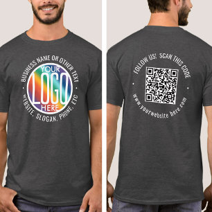 Camiseta Parte traseira da empresa impressa Código QR e Log