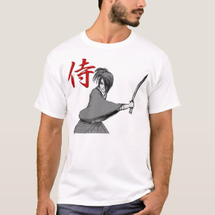 Camiseta Parte traseira do manga do SAMURAI: luta japão