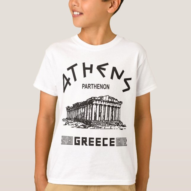 Camiseta Parténon - Atenas - Grego (preto) (Frente)