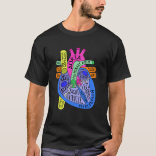 Camiseta Partes do Coração Anatomia Enfermeira de Cardiolog