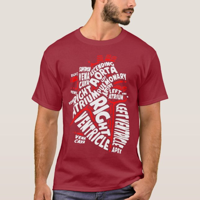 Camiseta Partes Médicas do Coração Anatômico da Anatomia Ca (Frente)