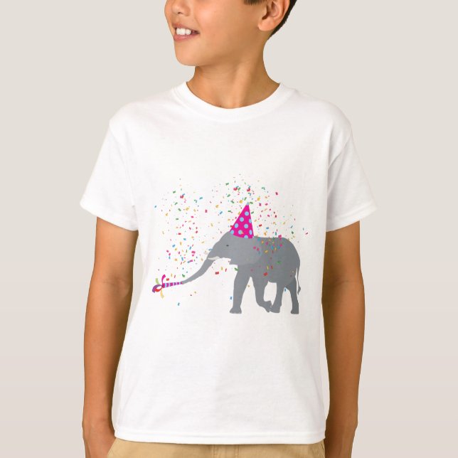 Camiseta Partida de elefantes - Animais com festa (Frente)