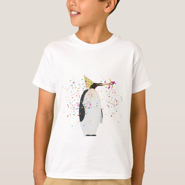 Camiseta Partida de pinguins - Animais com festa (Frente)