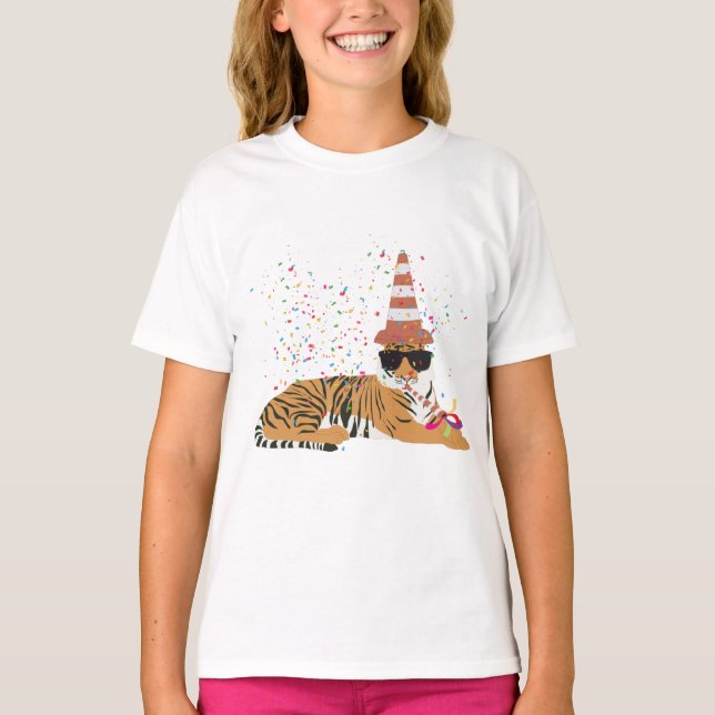 Camiseta Partida de Tigre - Animais com festa (Frente)
