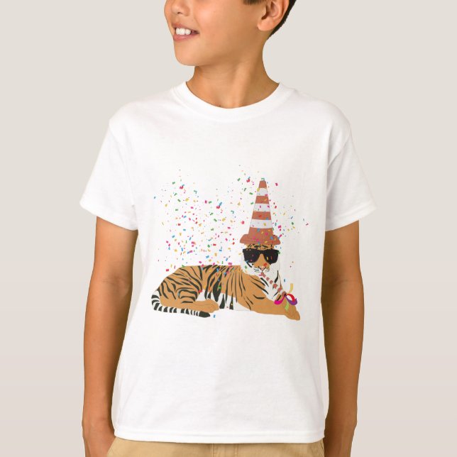 Camiseta Partida de Tigre - Animais com festa (Frente)