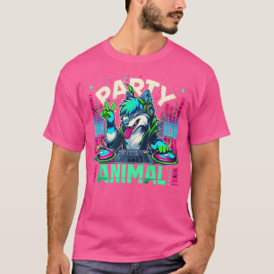 Camiseta Partido Animal Dj Edm Music Wolf Fox Fursona Furry