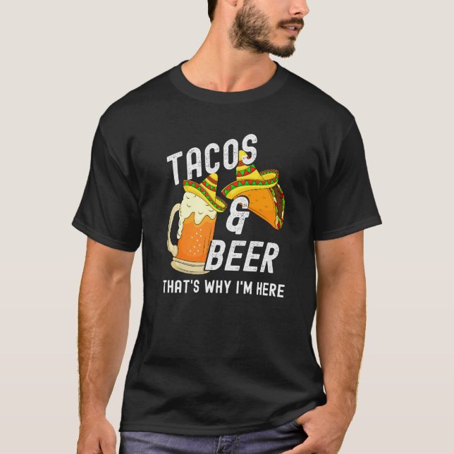 Camiseta Partido Bebendo Tacos E Beer Cinco De Mayo (Frente)