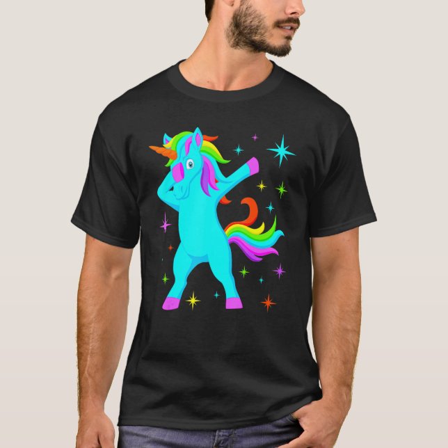 Camiseta Partido Brilhante do Unicorn Squad Neon Lights (Frente)