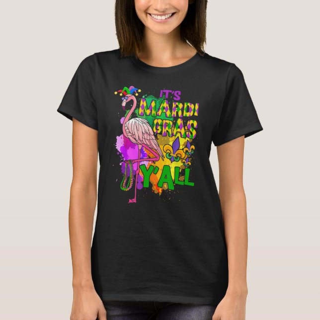 Camiseta Partido Carnaval Idea Flamingo Mardi Gras (Frente)
