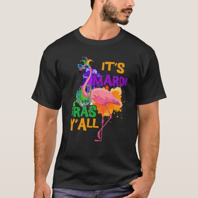 Camiseta Partido Carnaval Idea Flamingo Mardi Gras 1 (Frente)