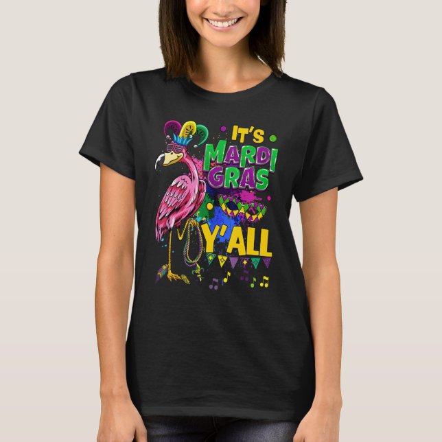 Camiseta Partido Carnaval Idea Flamingo Mardi Gras 5 (Frente)