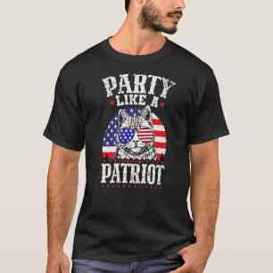 Camiseta Partido Como Um Gato Patriota Americano 4 De Julho