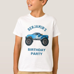 Camiseta Partido de aniversário de criança azul do monste