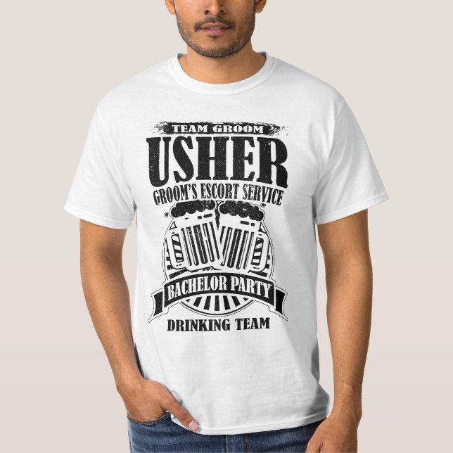 Camiseta Partido de Despedida de Solteiro do Usher Groom (Frente)