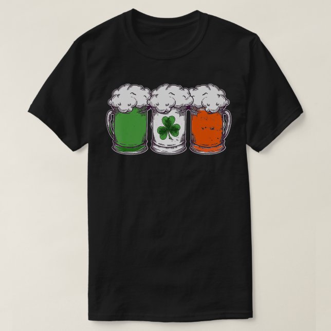 Camiseta Partido Dia de São Patrício Irish Flag Shamrock (Frente do Design)