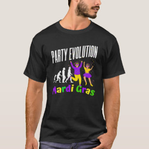 Camiseta Partido Mardi Gras Evolução Do Homem Engraçado Ter