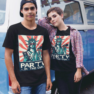 Camiseta Partido Na Estátua Da Liberdade Dos EUA 4 De Julho