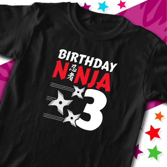 Camiseta Partido Ninja, 3 anos, estende crianças aniversári (Criador carregado)