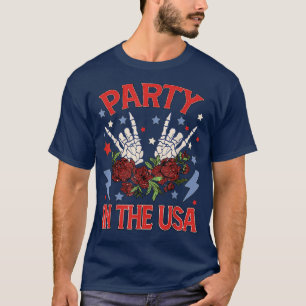 Camiseta Partido Nos EUA 4 De Julho Skeleton Mãos Patrio