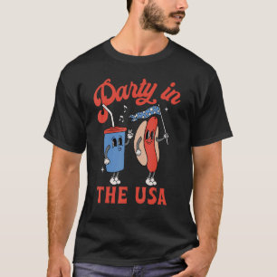 Camiseta Partido Nos EUA Hot Dog Coffee Patriotic Happy 4t