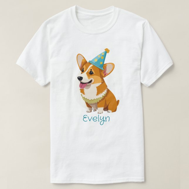 Camiseta Partido Personalizado Hat Welsh Corgi (Frente do Design)