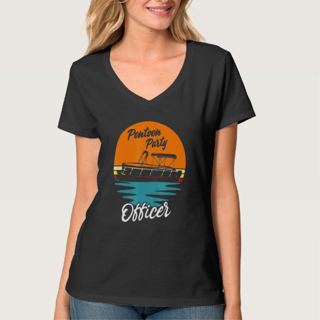 Camiseta Partido Pontoon do barco Partido Retro Sunset B (Frente)