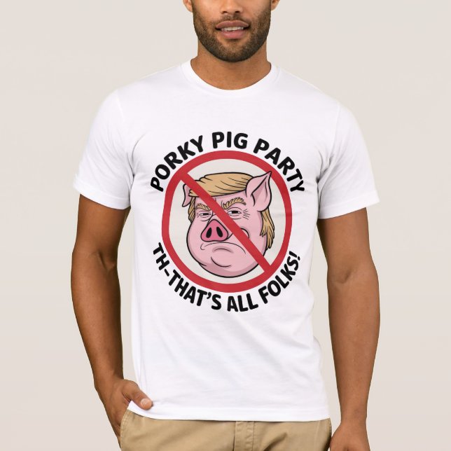 Camiseta Partido Porky Pig: Jogo para a Regra de Um Partido (Frente)