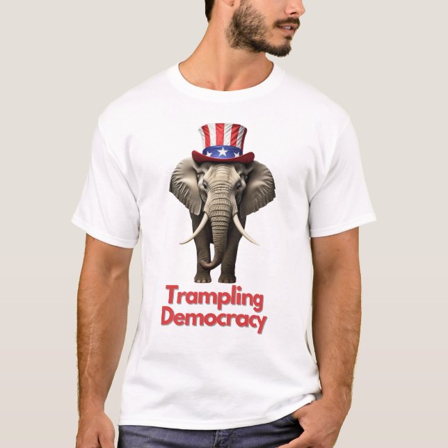 Camiseta Partido Republicano Elefante Atropelando Democraci (Frente)