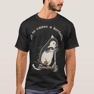 Camiseta Partir Para Causar Uma Confusão Pinguim Engraçado